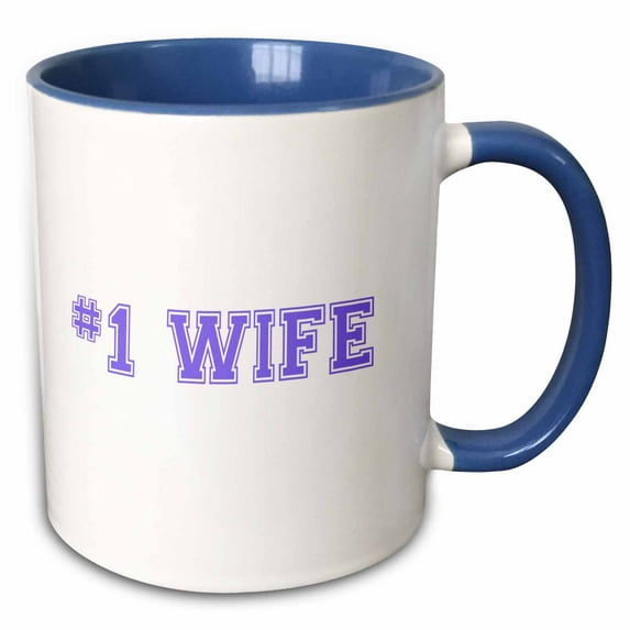 3drose, #1 Wife - Number One Award for Worlds Greatest and Best Wives - Purple Text Wedding Anniversary, 11oz Two-tone Blue Mug