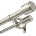 thumbnail image 1 of 1" Window Treatment Curtain Rod with Cylindrical Cap Finials, Double Drapery Rod Adjustable Length 36-72", Matted Nickel, 1 of 12