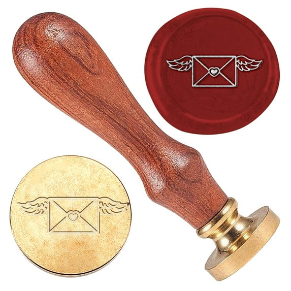 1" Wings Envelope Wax Seal Stamp Retro Sealing Stamps Removable Brass Head Seal Stamp with Wooden Handle Sealing Wax for Envelope Greeting Card Letter Wedding Invitations Gift Wrapping Decor DIY