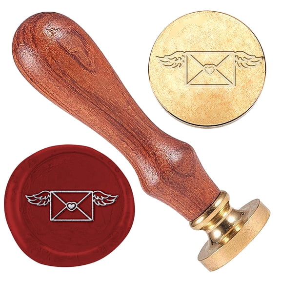 1" Wings Envelope Wax Seal Stamp Retro Sealing Stamps Removable Brass Head Seal Stamp with Wooden Handle Sealing Wax
