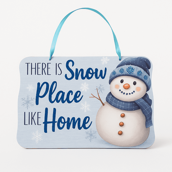 (1) Winter Snowman Wall Decor Sign 14x9 Hardwood Christmas Decoration