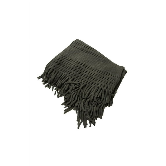 1 Women's Fringe Knitted Crochet Cutout Infinity Loop Scarf Olive