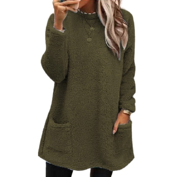 1. Women's Thermal Fleece Pullover Winter Warm Long Sleeve Tunics Top with Pockets Cozy Outdoor Wear