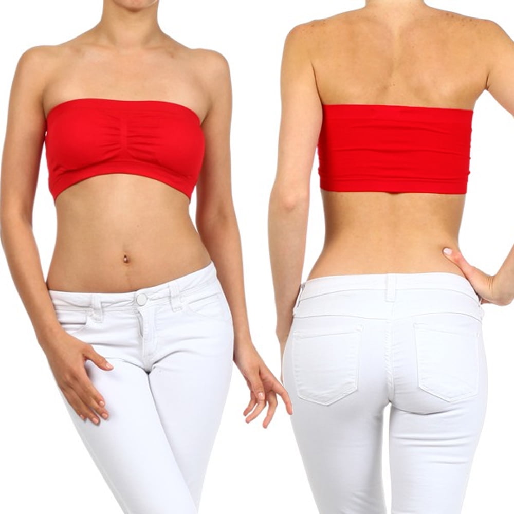 Womens Strapless Padded Bra Bandeau Tube Top Removable Pads Seamless Crop  Colors