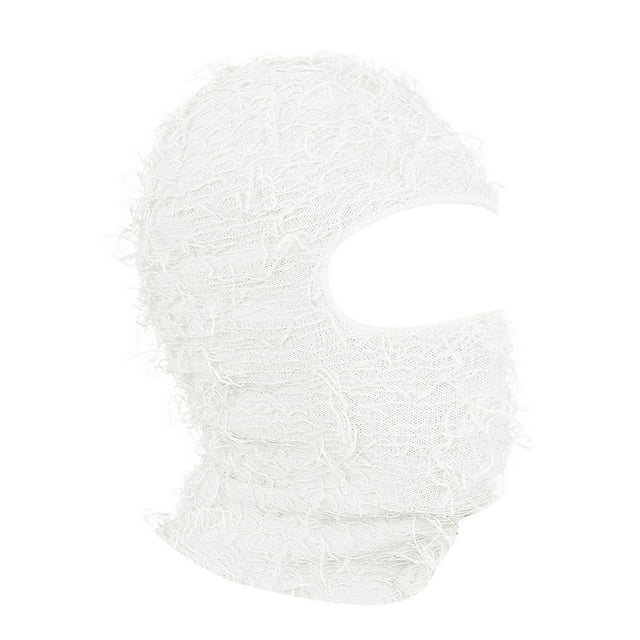 1 Woolen Face Mask White Polyester Halloween Halloween Single Hole Knit