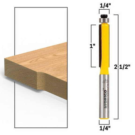 1" X 1/4" Flush Trim Router Bit - 1/4" Shank - Yonico 14056q