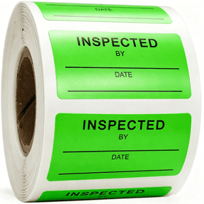 1 X 2 Inch Inspected by Rectangle Labels - Quality Control Inventory Labels 500 Green Label Fluorescent Square Adhesive Stickers for Handling Shipping Warehouse Inventory/Quality Control Organization