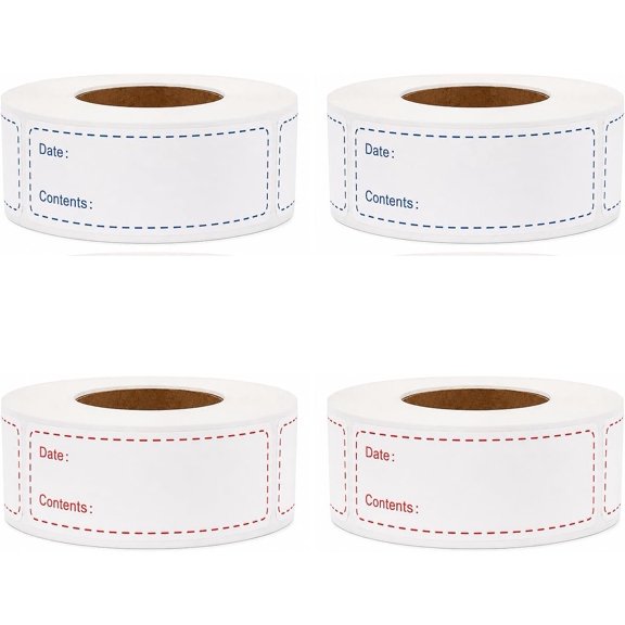 1 X 3 Inch Labels, Removable Freezer Labels for Kitchen, 4 Rolls 1200 count Date Label Stickers, Easy to Write , No