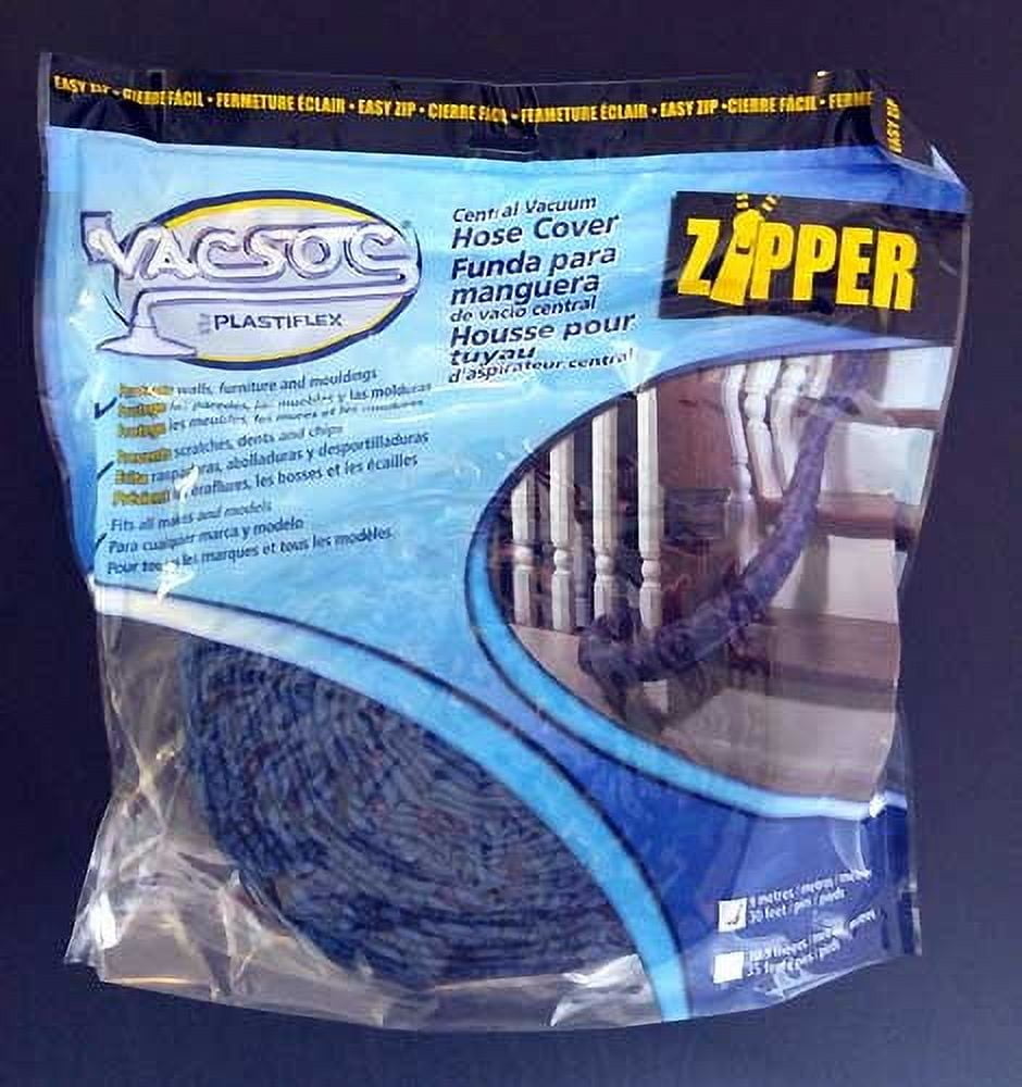 30-Foot Central Vacuum Zippered Hose Sock Cover - Replacement Dust Protection Sleeve