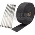 thumbnail image 1 of 1" X 50' Black HEAT WRAP / STAINLESS CABLE ZIP TIE STRAPS EXHAUST PIPE HEAVY, 1 of 1
