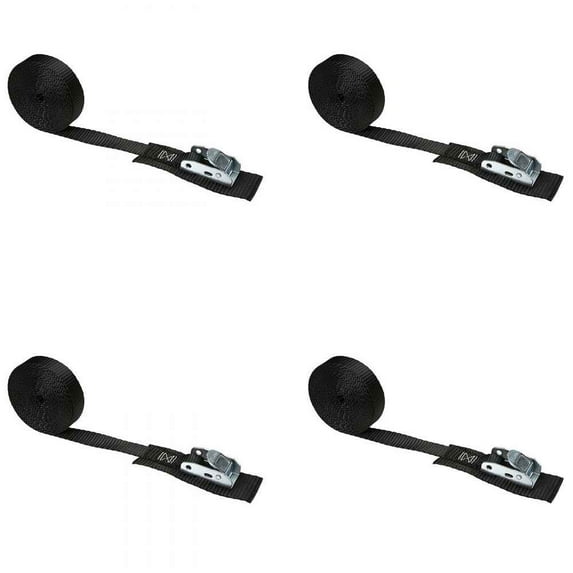 1" X 6' Black Endless Cam Strap W/ Wear Pad - No hooks - 4 Pack