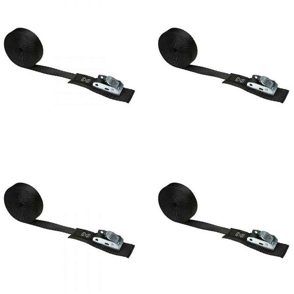 1" X 6' Black Endless Cam Strap W/ Wear Pad - No hooks - 4 Pack