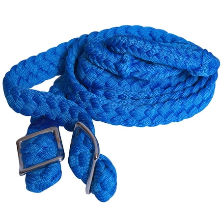 1" X 8Ft Hilason Braided Poly Barrel Horse Racing Flat Reins Blue