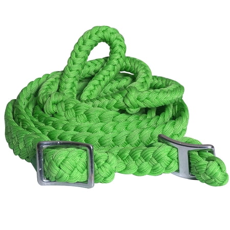 1" X 8Ft Hilason Braided Poly Barrel Horse Racing Flat Reins Green