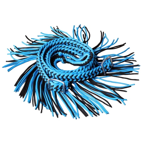 1" X 8Ft Hilason Braided Poly Barrel Horse Racing Reins Flat Grip Knots Fringe