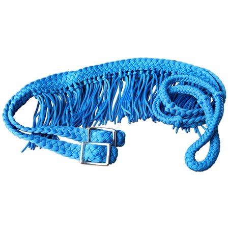 1" X 8Ft Hilason Braided Poly Barrel Horse Racing Reins Flat Grip Knots Fringe