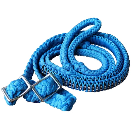 1" X 8Ft Hilason Braided Poly Barrel Horse Racing Reins Grip Knots