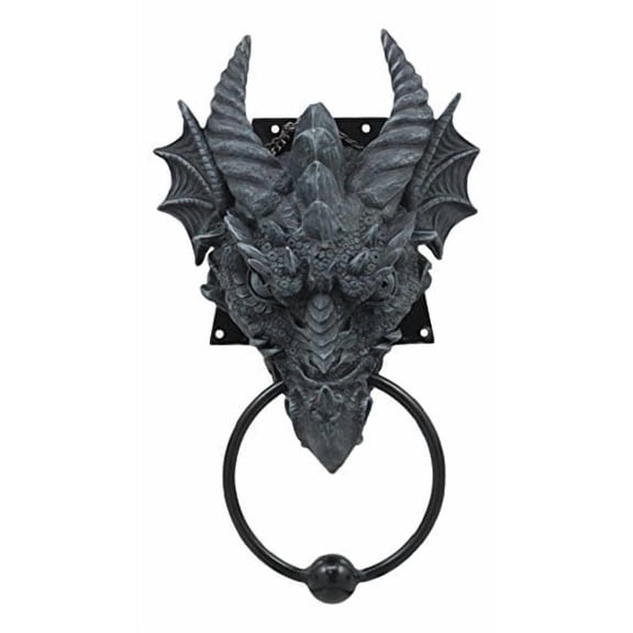 1 X ANCIENT HORNED DRAGON HEAD RESIN DOOR KNOCKER AWESOME HOME DECOR