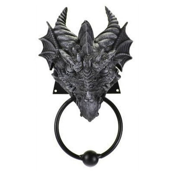 1 X ANCIENT HORNED DRAGON HEAD RESIN DOOR KNOCKER AWESOME HOME DECOR