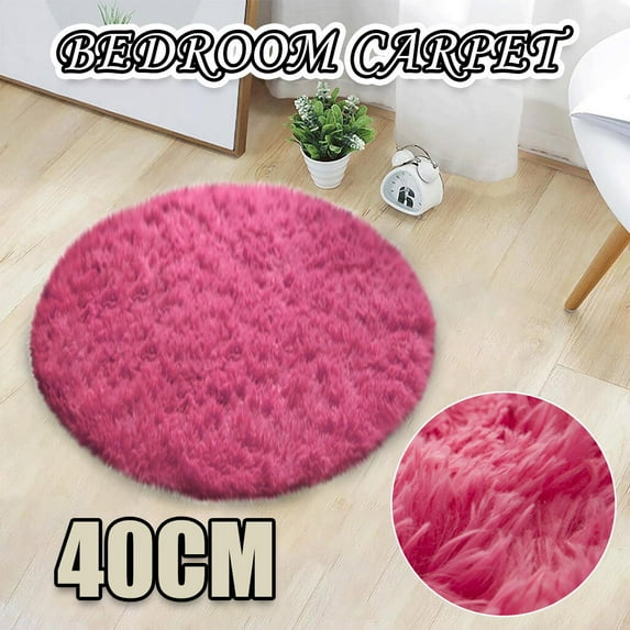 1 X Anti-Slip Floor Shower Rug,Non-Slip Shower Carpet 40Cm Diameter Rose Red,Home Decor Soft Bath Bedroom Non-Slip Floor Shower Rug Yoga Plush Round Mat