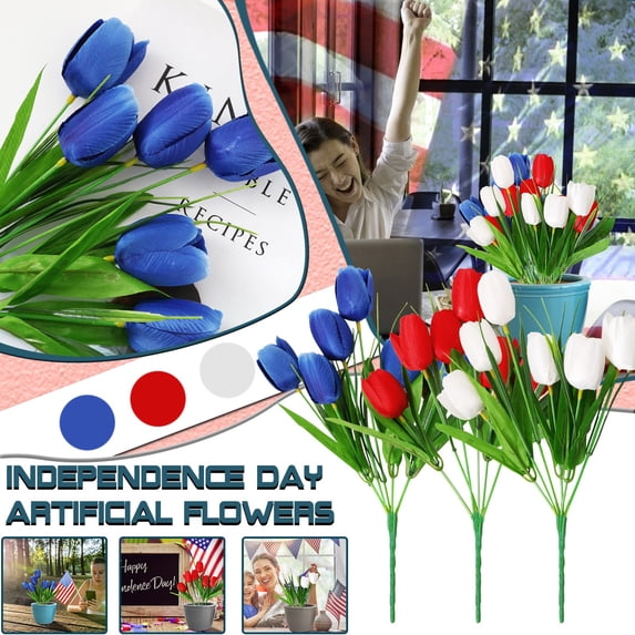 1 X Artificial Flower Bouquet Clearance! Artificial Flowers 1Pcs 6 Forks 6 Heads Simulated Tulip Artificial Flowers Wedding Party Home Decoration Wedding Bouquet Blue, Fake Flowers Promotion Sale!