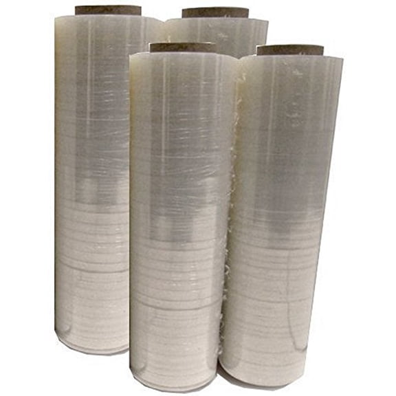 1 X Four (4) Plastic Shrink Stretch Wrap 445mm x 450m, 4RLS/CS$$Office