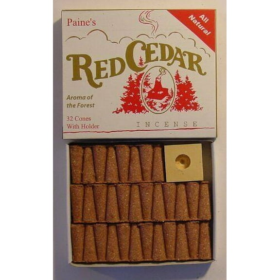 1 X Paine's Red Cedar - 32 Cones With Holder - Real Wood Incense