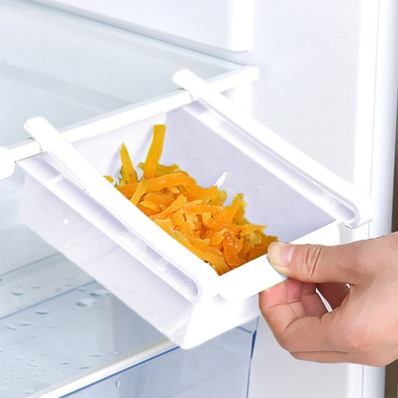 1 X Refrigerator Storage Box White Slide Kitchen Fridge Freezer Space Saver Organizer Storage Rack Shelf Holder Wh Home Textile Storage