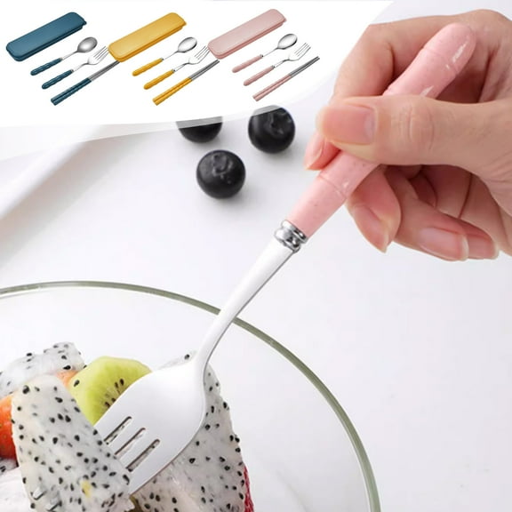 Under $1 Xuniizn Stainless Steel Cutlery Set Stainless Steel Portable Cutlery Set Office Worker Chopsticks Spoon Fork Cutlery Three-Piece Gift Season Silverware Set