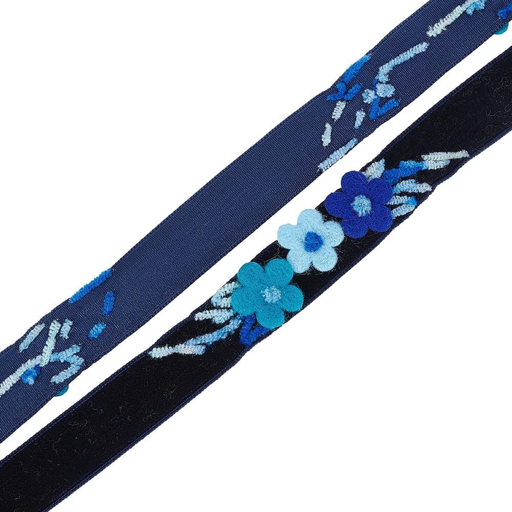 1 Yard 1 Yard Floral Velvet Ribbon Dark Blue Single Faced Ribbon Flower ...