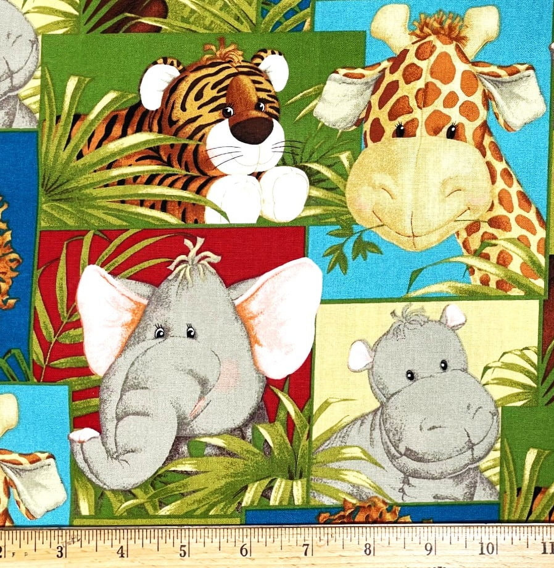 1 Yard - Baby Jungle Animals Cotton Fabric (Great for Quilting, Sewing, Craft Projects, Throw Pillows & More) 1 Yard X 44" Wide
