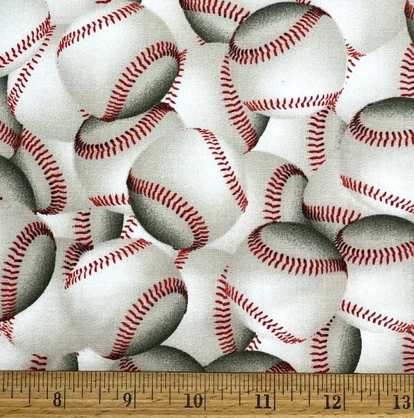 1 Yard - Baseballs in 3D Cotton Fabric (Great for Quilting, Sewing, Craft Projects, Throw Pillows & More) 1 Yard X 44" Wide