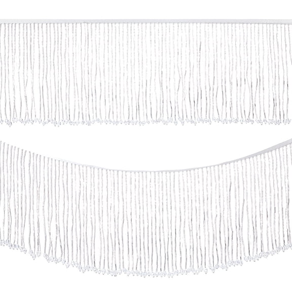 1 Yard Beaded Fringe Trim 6 inch Wide Ribbon Tassel Fringe Trim Polyester Fibre Tassel Clothes Accessories Latin Wedding Dress Lamp Shade