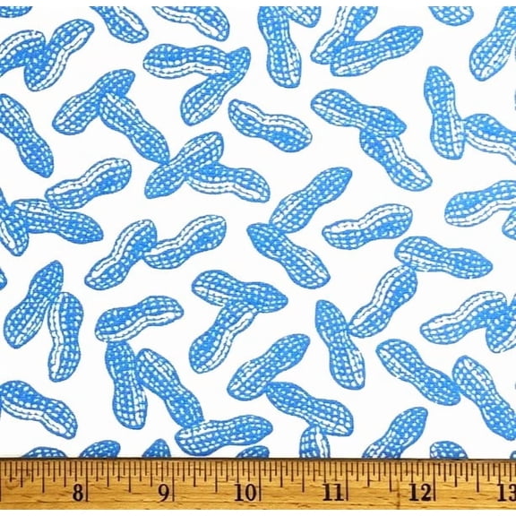 1 Yard - Blue Peanuts on White Cotton Fabric (Great for Quilting, Sewing, Craft Projects, Throw Pillows & More) 1 Yard X 44" Wide