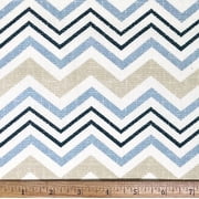1 Yard - Chevron Stripe Blue Tan Dark Green Cotton Duck Upholstery Fabric Great for Quilting, Sewing, Craft Projects, Throw Pillows & More 1 Yard X 44" Wide