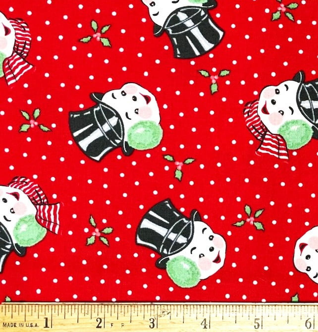 1 Yard - Christmas Carolers on Red Polka Dots Cotton Fabric (Great for Quilting, Sewing, Craft Projects, Throw Pillows & More) 1 Yard X 44" Wide