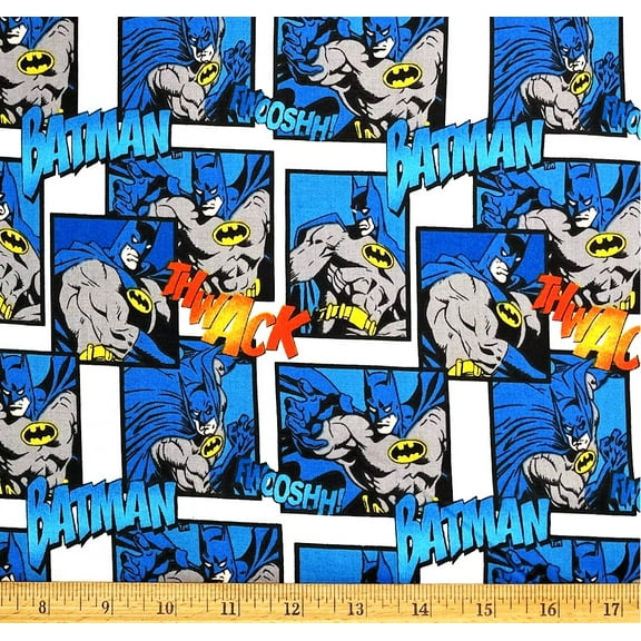 1 Yard - DC Comics Batman "Thwack" Blue Cotton Fabric (Great for Quilting, Sewing, Craft Projects, Throw Pillows & More) 1 Yard X 44" Wide