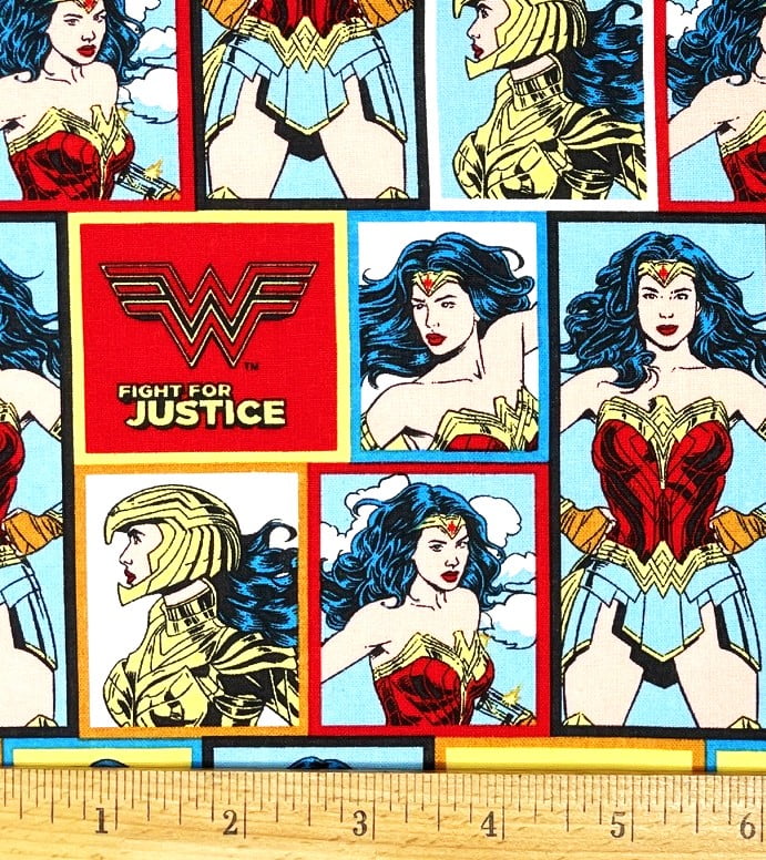 1 Yard - DC Comics Wonder Woman Blocks Cotton Fabric (Great for Quilting, Sewing, Craft Projects, Throw Pillows & More) 1 Yard X 44" Wide