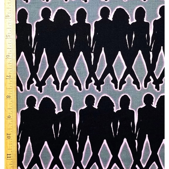 1 Yard - Dancers Dancing Dance Silhouette on Gray Cotton Fabric (Great for Quilting, Sewing, Craft Projects, Throw Pillows & More) 1 Yard X 44" Wide