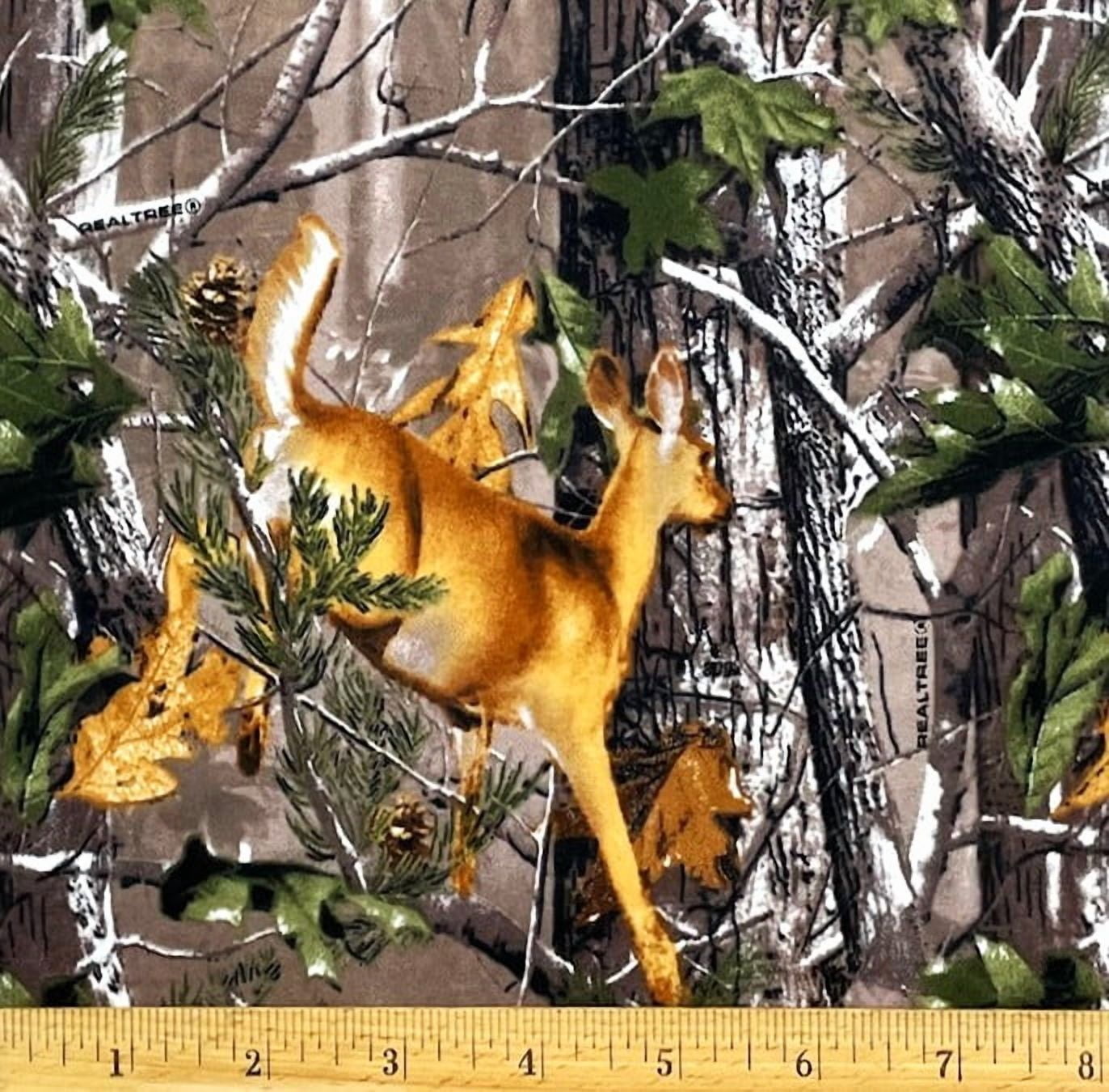 1 Yard - Deer Scenic Camo Realtree Flannel Cotton Fabric (Great for Sewing, Craft Projects, Throw Pillows & More) 1 Yard X 44" Wide