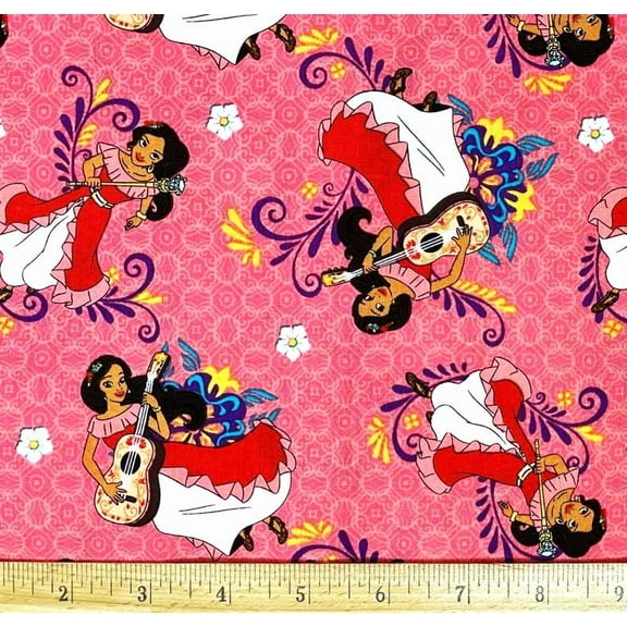1 Yard - Disney Elena of Avalor Princess on Coral Pink Cotton Fabric (Great for Quilting, Sewing, Craft Projects, Throw Pillows & More) 1 Yard X 44" Wide