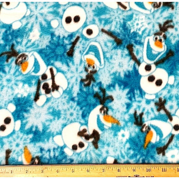 1 Yard - Disney Frozen Olaf & Snowflakes on Blue Fleece Fabric (Great for Making a Throw Blanket, Sewing, Craft Projects, Throw Pillows & More) 1 Yard X 58 Inches