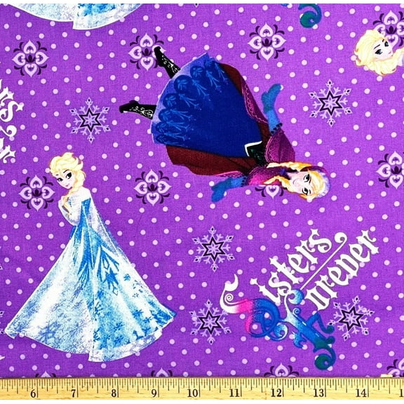 1 Yard - Disney Frozen Princess Elsa & Anna Sisters Forever on Lavender Cotton Fabric (Great for Quilting, Sewing, Craft Projects, Throw Pillows & More) 1 Yard X 44" Wide