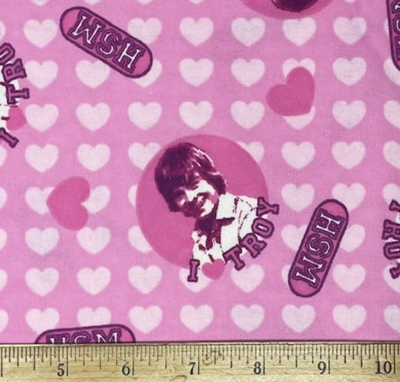 1 Yard - Disney High School Musical I Heart Troy on Pink Flannel Fabric (Great for Quilting, Sewing, Craft Projects, Throw Pillows & More) 1 Yard X 44" Wide