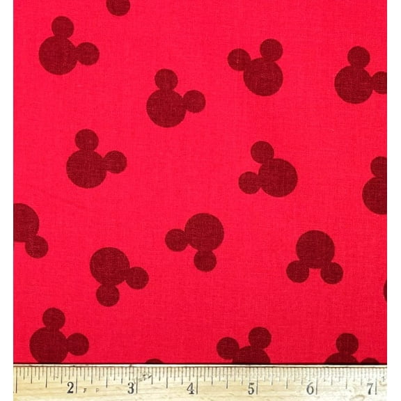 1 Yard - Disney Mickey Mouse Ears on Red Cotton Fabric (Great for Quilting, Sewing, Craft Projects, Throw Pillows & More) 1 Yard X 44" Wide