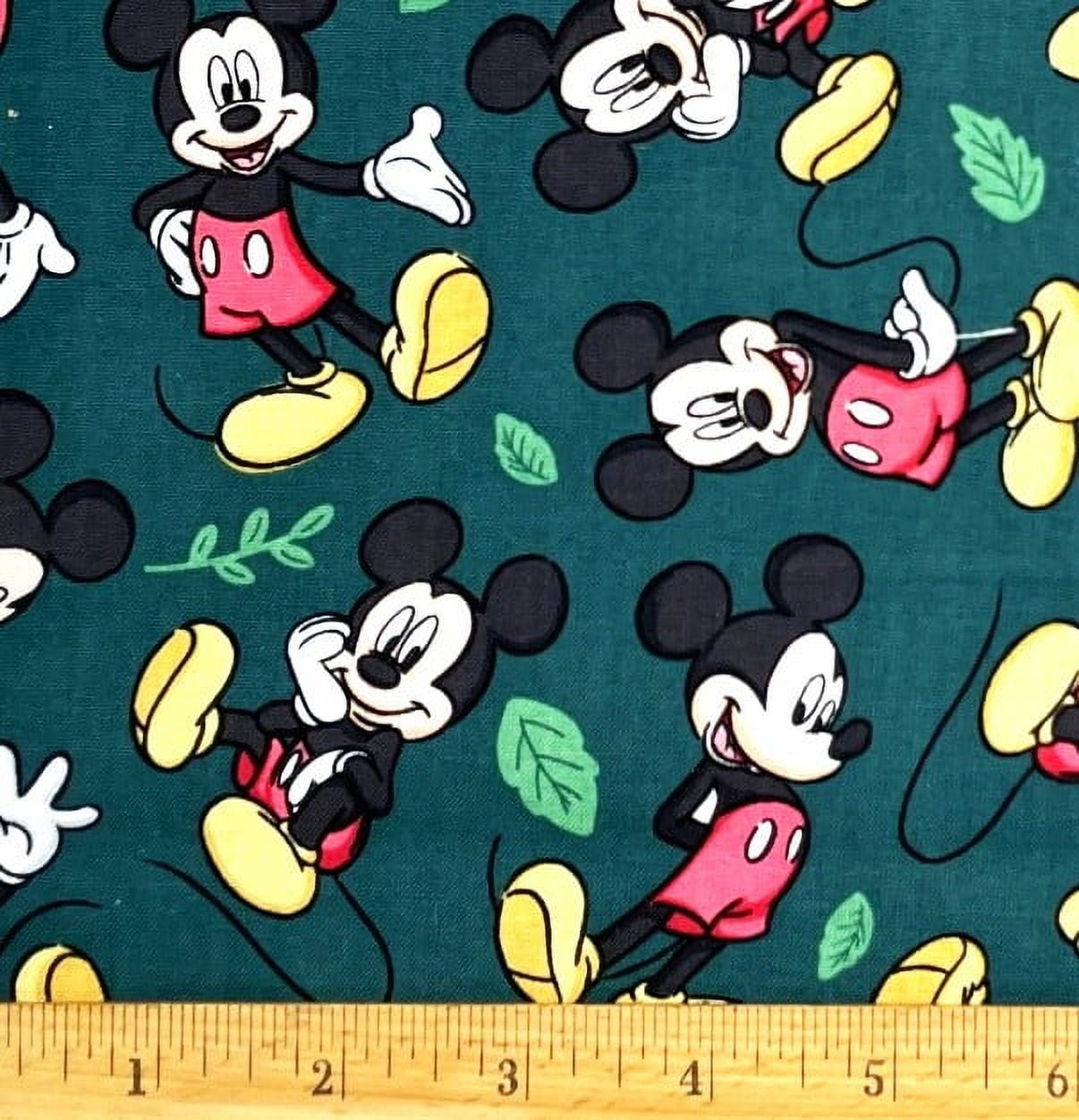 1 Yard - Disney Mickey Mouse on Dark Green  Cotton Fabric (Great for Quilting, Sewing, Craft Projects, Throw Pillows & More) 1 Yard X 44" Wide