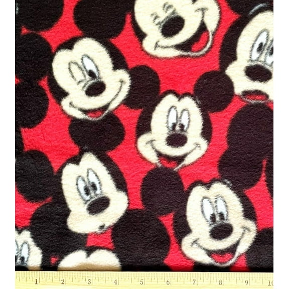 1 Yard - Disney Mickey Mouse on Red Fleece Fabric (Great for Making a Throw Blanket, Sewing, Craft Projects, Throw Pillows & More) 1 Yard X 58 Inches