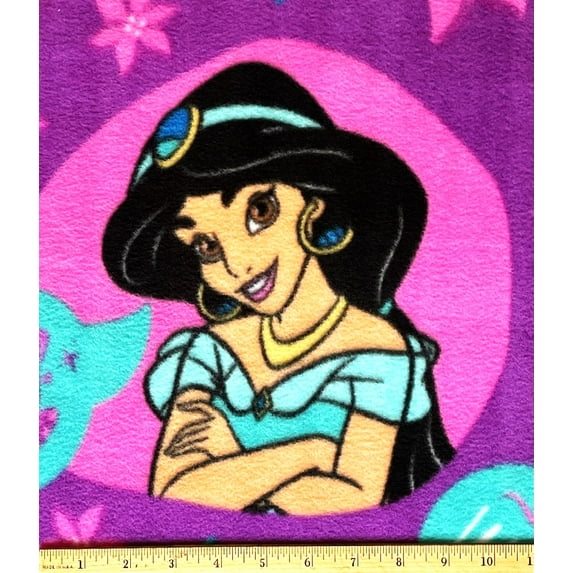 1 Yard - Disney Princess Jasmine Aladdin on Purple Fleece Fabric (Great for Sewing, Craft Projects, No-Sew Throw Blanket, & Pillows) 1 Yard x 58" Wide