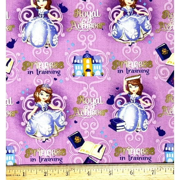 1 Yard - Disney Princess in Training Sofia on Lavender Cotton Fabric (Great for Quilting, Sewing, Craft Projects, Throw Pillows & More) 1 Yard X 44" Wide