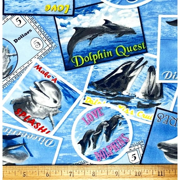 1 Yard - Dolphins on Ocean Blue Scenic Cotton Fabric (Great for Quilting, Sewing, Craft Projects, Throw Pillows & More) 1 Yard X 44" Wide